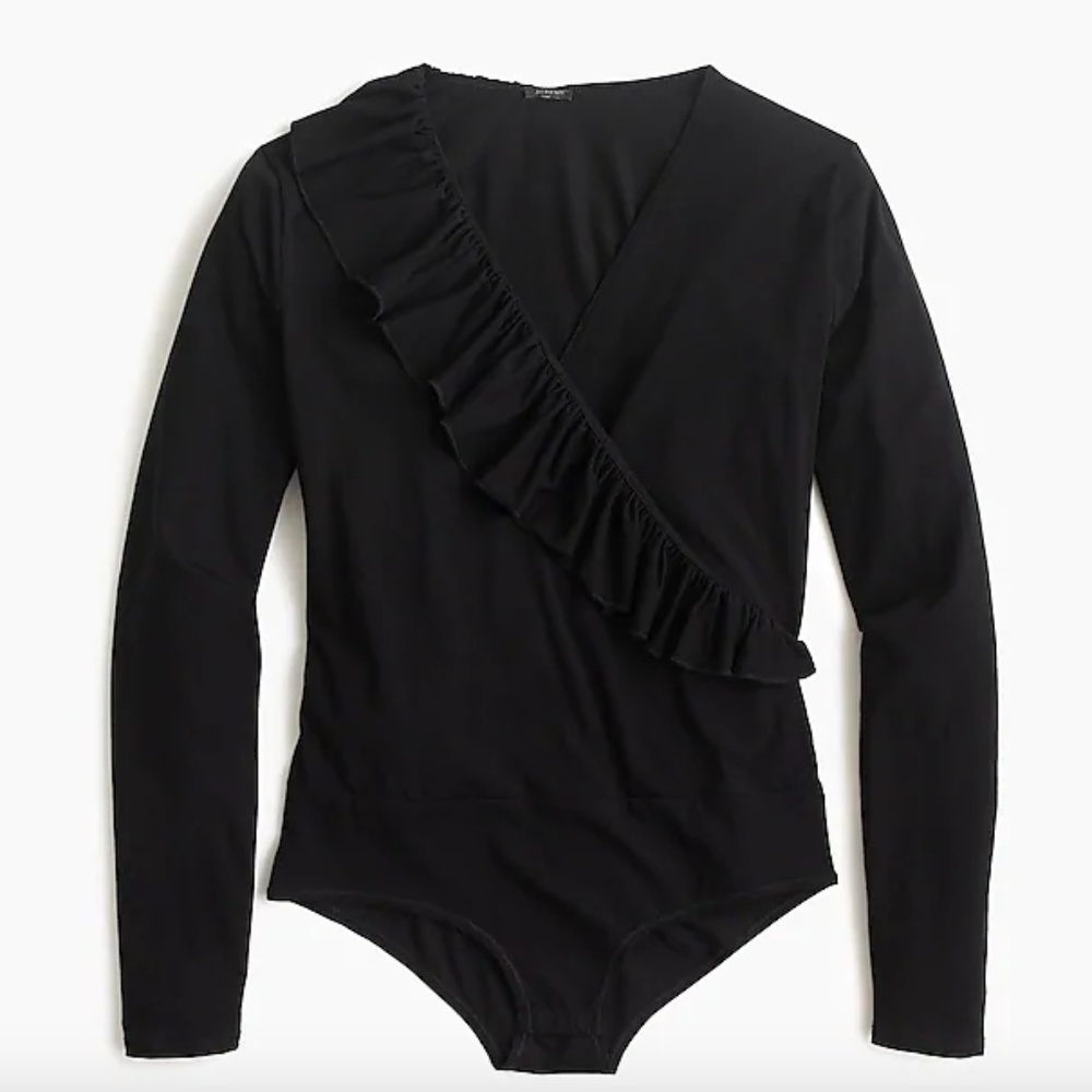 J.Crew Ruffle-front wrap bodysuit